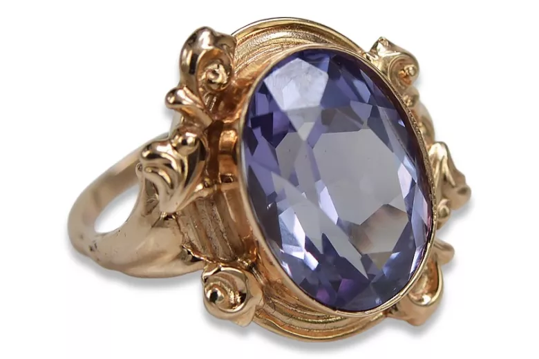 Style vintage Anneau Alexandrite Argent sterling plaqué or rose vrc100rp